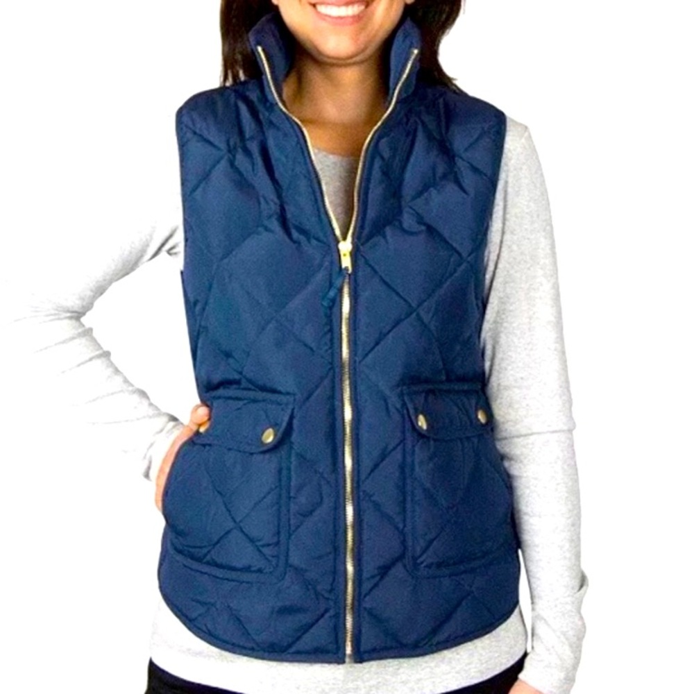 Woolrich Quilted Vest Down Fill Navy Gold Size M